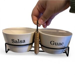 Salsa and Guacamole Dip Bowls and Holder